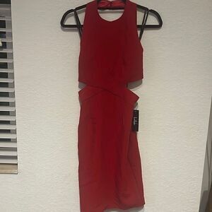 NWT New Open Back Red Lulu’s Dress - Zie and Zip Back - Neck Button